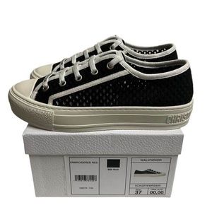 Dior Walk N Dior Black White Threaded Sneakers IT37 W37 Women Low Trainers